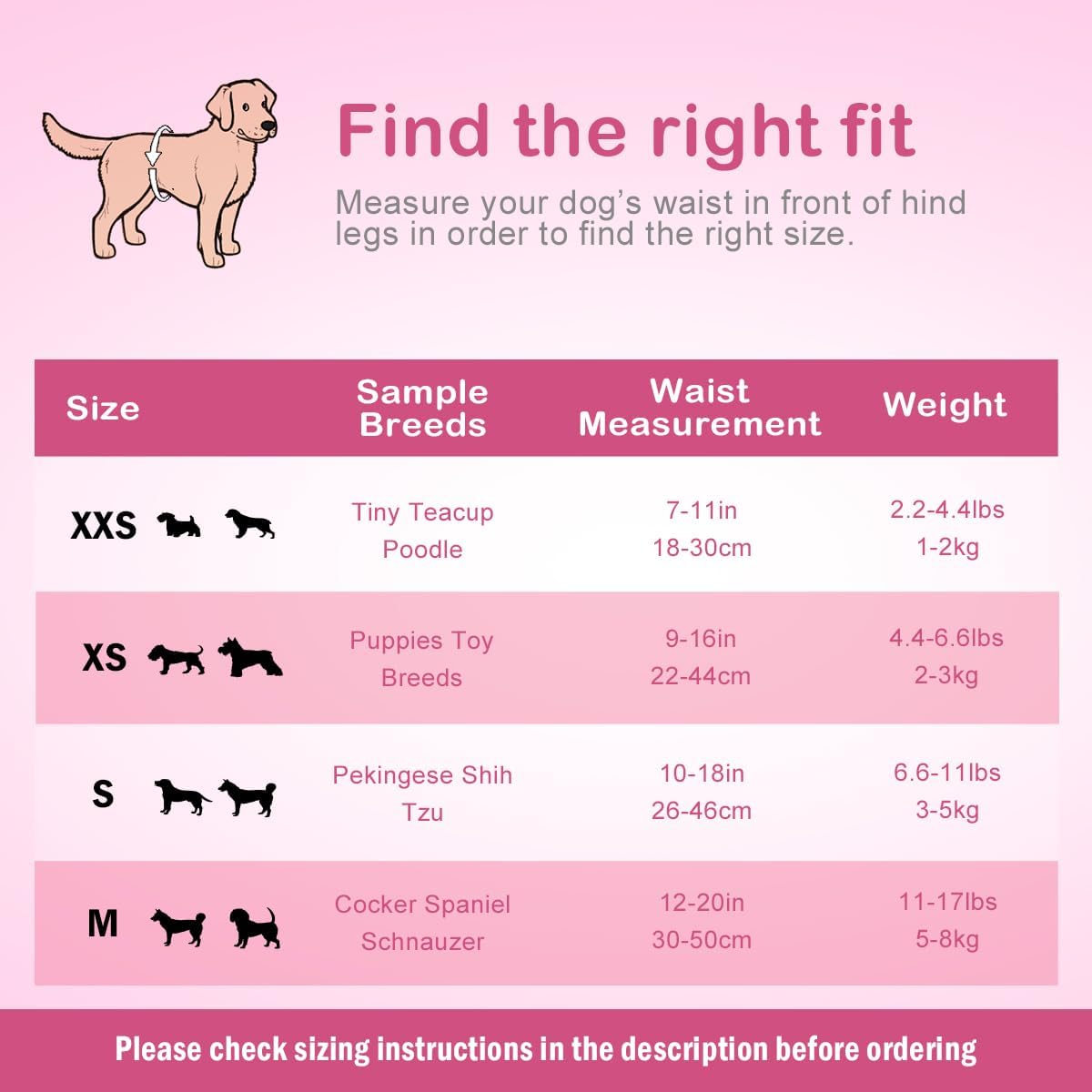 Color changing wetness indicator strip feature on the back of Flying Paws female pet diapers