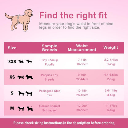 Color changing wetness indicator strip feature on the back of Flying Paws female pet diapers