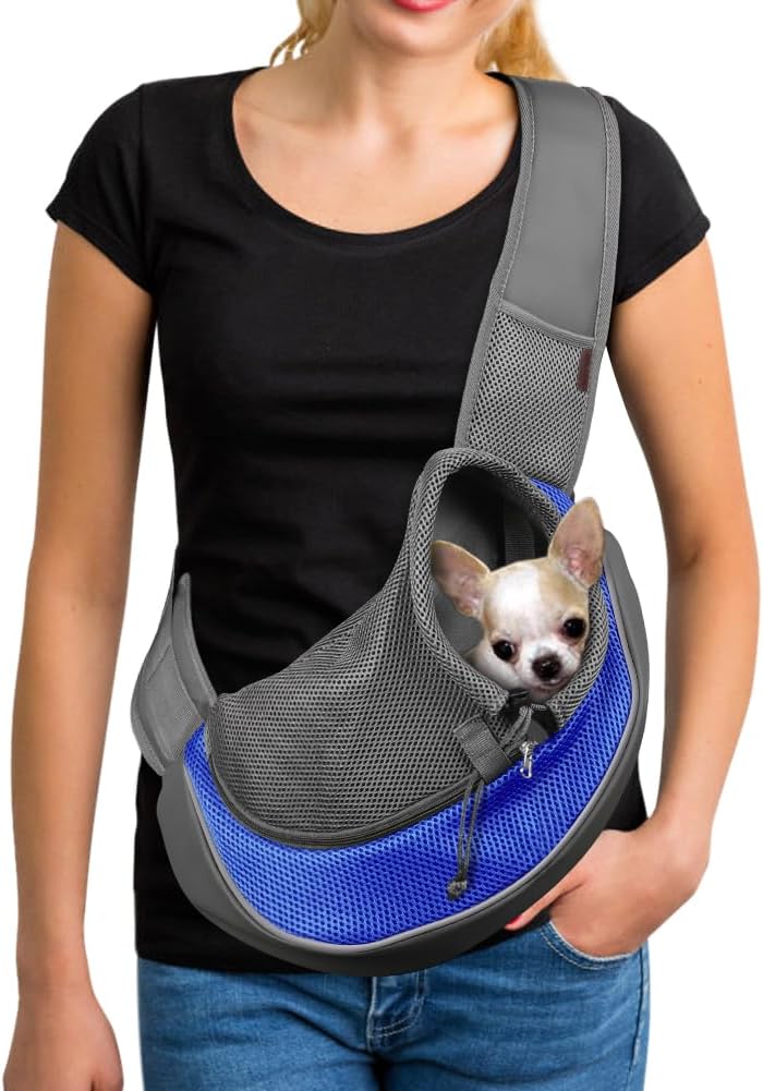 YUDODO Pet Sling Carrier for Small Dogs & Cats - Hands-Free Puppy Carrier with Safety Hook, Large Zipper Pocket, Soft Breathable Mesh, Adjustable Strap & Reflective Strip (Black 1.0 S) - Image 9