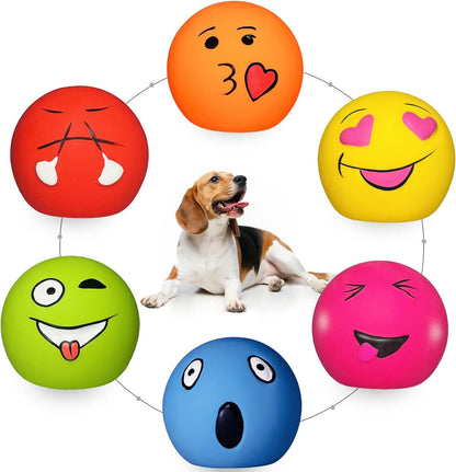 HOLYSTEED Latex Dog Squeaky Toys, Soft Rubber Small Dog Toys Chewing Squeak Toy, Fetch Play Balls Toy for Puppy Small Pet, Smile Face Flat Ball with Squeaker 6pcs - Image 9