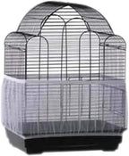 Bird cage with seed catcher net installed to prevent messy scatter