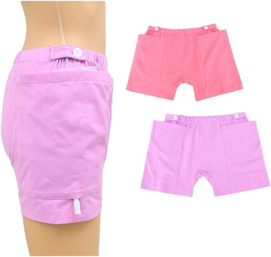 ZXYAHBKL Urine Bag Shorts for Women front view pink and purple adaptive underwear