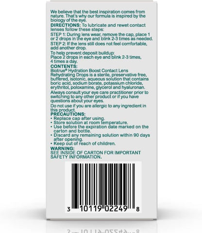 Authentic imported Biotrue Hydration Boost eye drops for dry eye relief.