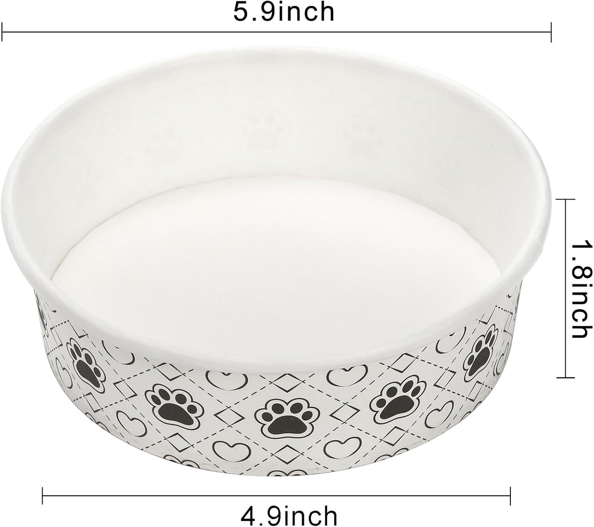SOUJOY 16 Ounce paper dog food bowl filled with dry kibble