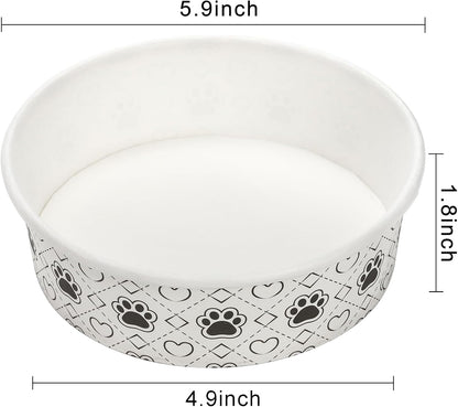 SOUJOY 16 Ounce paper dog food bowl filled with dry kibble