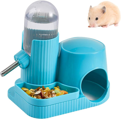 3 in 1 Hamster Water Bottle No Drip Automatic Leakproof Dispenser with Food Container and Hideout Base for Gerbil Rat Dwarf Hamster Mouse (Green, 3.4oz) - Image 9