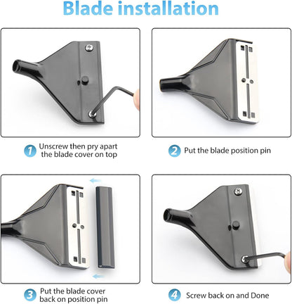 Close up view of the durable blade assembly on the Pronetcus glass aquarium scraper