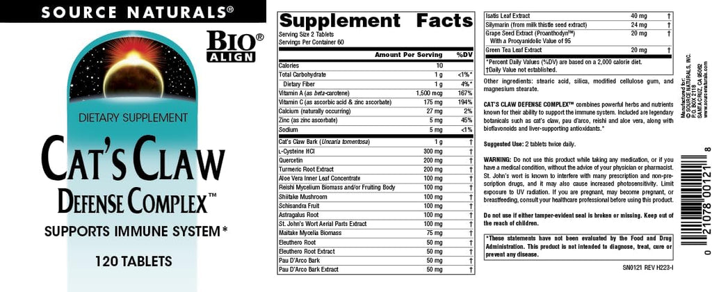 Authentic Source Naturals Cat's Claw Defense Complex packaging