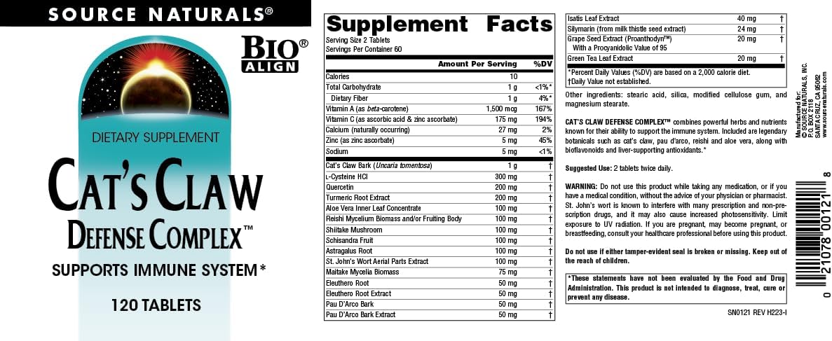 Authentic Source Naturals Cat's Claw Defense Complex packaging