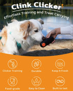 Clink Design pet gear showing the dual functionality of behavioral sound cue and rewarding slide
