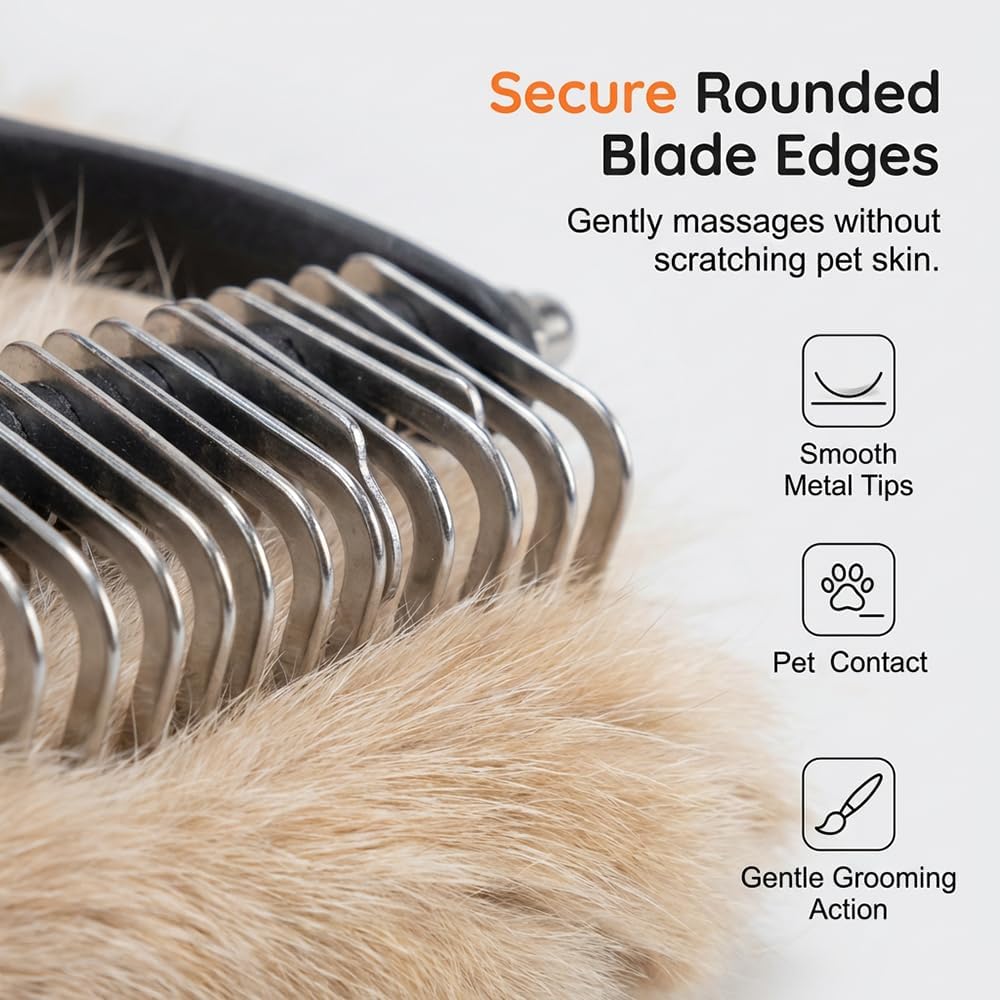 Top view of professional pet grooming dematting rake
