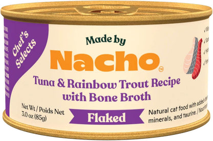 Made by Nacho Flaked Filets Recipe in Bone Broth, Grain-Free Chef's Selects Wet Food for Cats Balanced Diet in Naturally Hydrating Pumpkin-Infused Broth (3.0 oz (Pack of 12), Tuna & Sea Bass) - Image 10