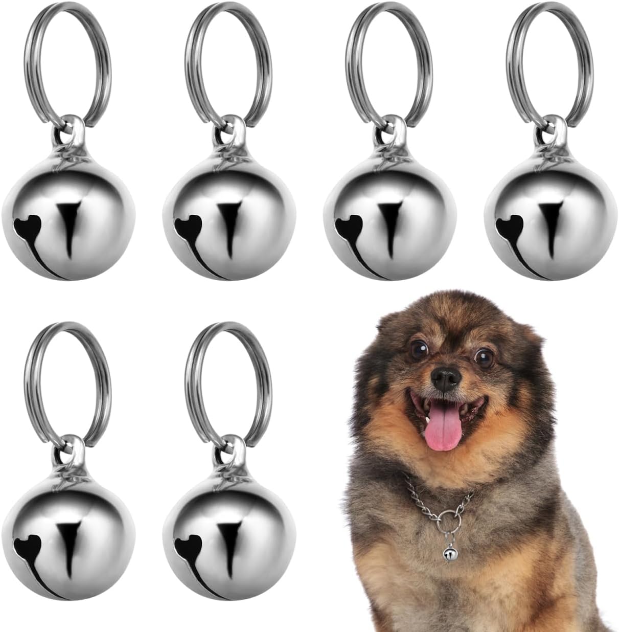 Ukcoco metal pet collar bells in silver front view