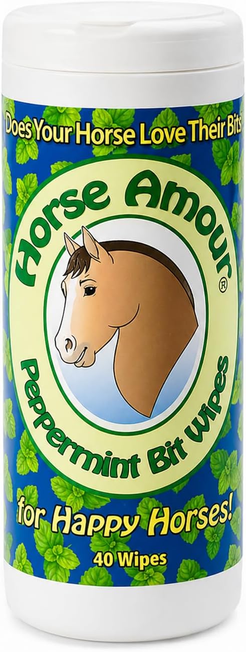 Horse Amour peppermint bit wipes front view of canister