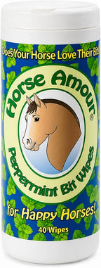 Horse Amour peppermint bit wipes front view of canister