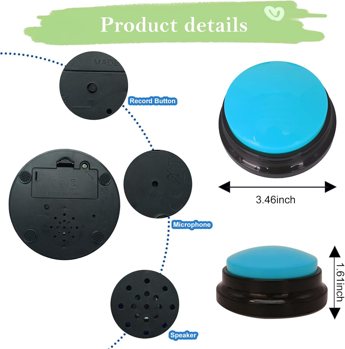 Packaging view of the authentic imported Gelabur dog training button set.
