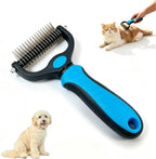 Generic pet grooming brush front view showing dual sided stainless steel teeth