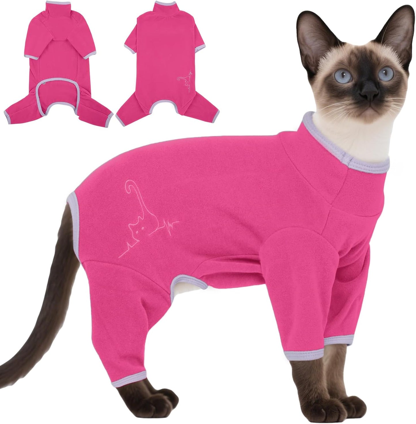 DENTRUN Cat Clothes for Hair Control with Hair Sticky Fabric - Soft Recovery Suit & Breathable Lint-Resistant Cat Sweater for Cats Only, Kitten Onesie Pajamas, XL, Bean Green - Image 11