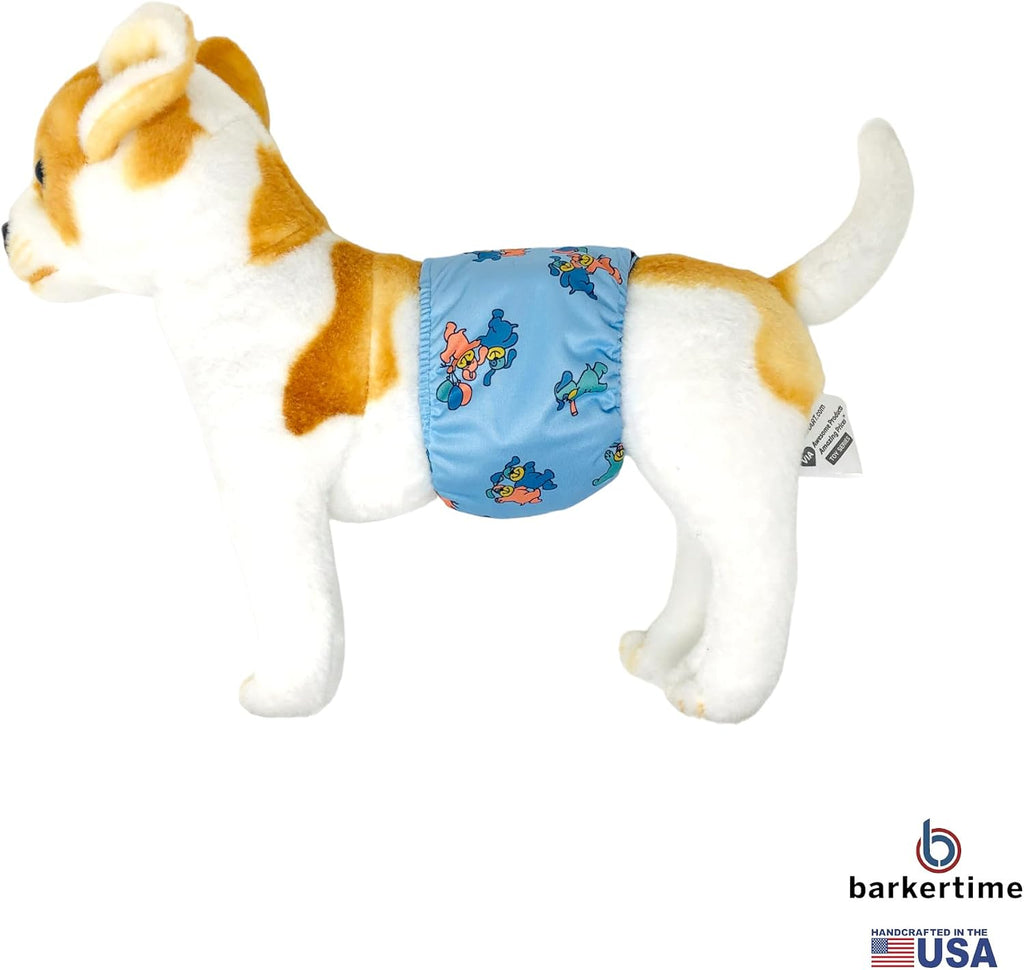 Barkertime extra small male dog diaper wrap adjustable black hook and loop fastener close up.