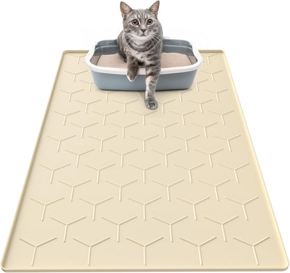 Garoopion Cat Mat for Litter Box, Large 34.05x22.5 inch Cat Litter Mat, Waterproof Silicone Pad for Floor, Gray - Image 13