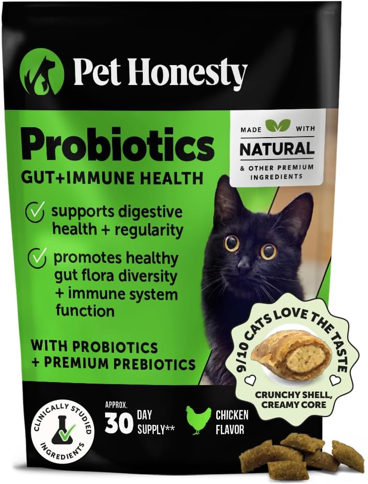 Cat Probiotics Crunchy Creamy Chews for Digestive Health - Cat Constipation + Occasional Diarrhea Relief - Daily Probiotics for Cats with Prebiotics Fiber Gut Flora Sensitive Stomach (30-Day Supply) - Image 13