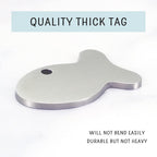 Ultra Joys stainless steel custom pet tag back view showing contact number layout