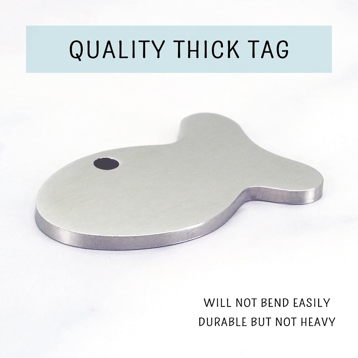 Ultra Joys stainless steel custom pet tag back view showing contact number layout