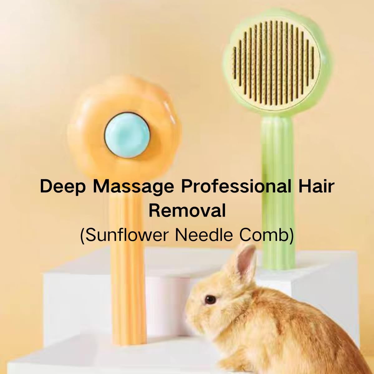 Washable rabbit grooming comb being rinsed under running tap water