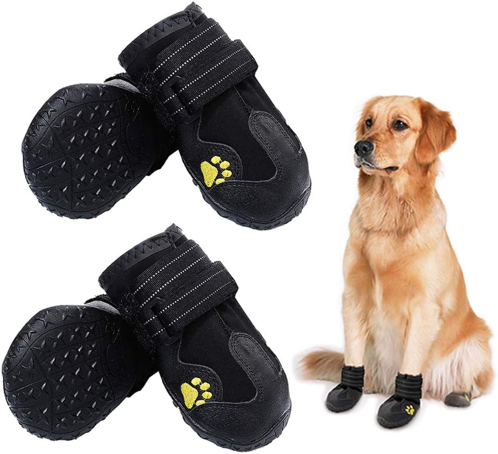 PK.ZTopia waterproof dog boots black front view