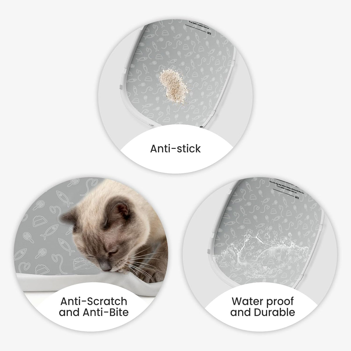 Two pack of durable plastic cat litter box replacement liners with alignment markings.
