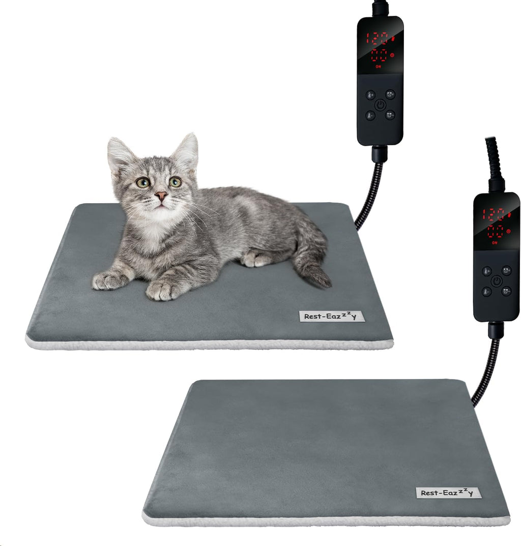 Rest-Eazzzy Heated Cat Bed with Removable Cover, 5 Level Timer & Temperature, Indoor Warming Mat for Cats & Dogs (Heat Pad, Pure-Blue, M) - Image 10