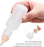 Close up of the soft pink short silicone nipple included in the FEDIPUP puppy bottle kit.
