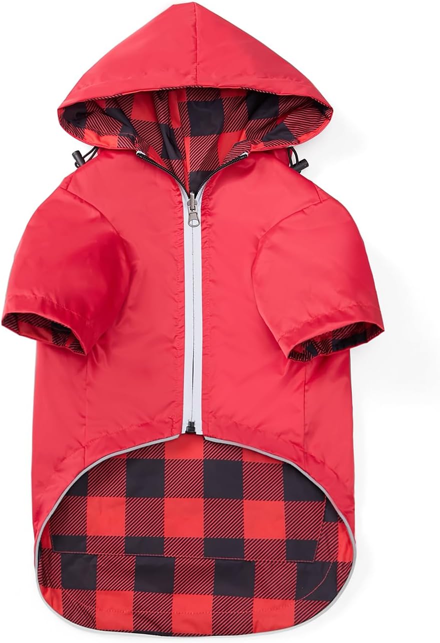 Dog Raincoat rain Jacket Raincoat Dogs Waterproof Small Medium Breeds Zip Closure Storage Pocket Harness Hole Red M - Image 15