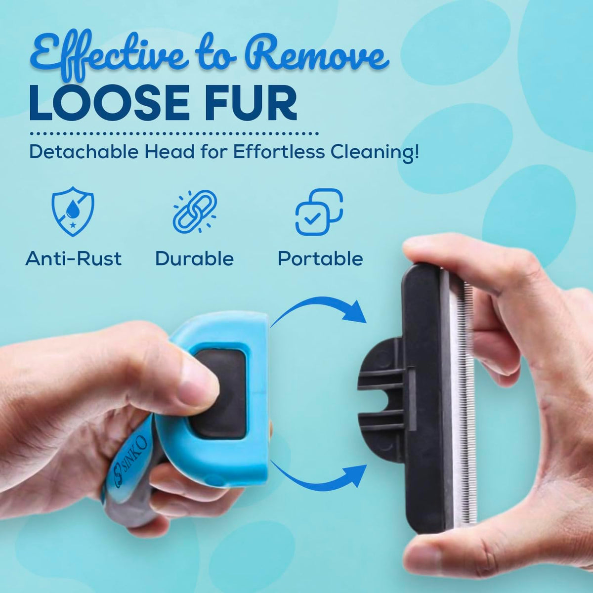 Sinko Deshedding Tool for Dogs & Cats, Pet Grooming Brush, Skin Friendly, Effectively Reduces Shedding by up to 95% for Short Medium Long Pet Hair (Blue) - Image 9