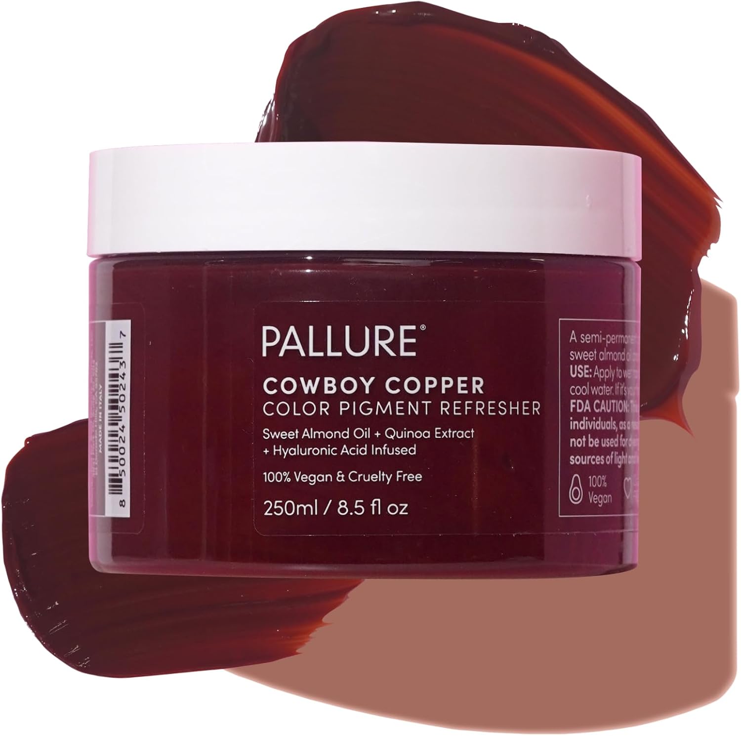 Pallure Color Pigment Refresher Mask front view bottle of semi permanent hair color depositing conditioner in copper brown