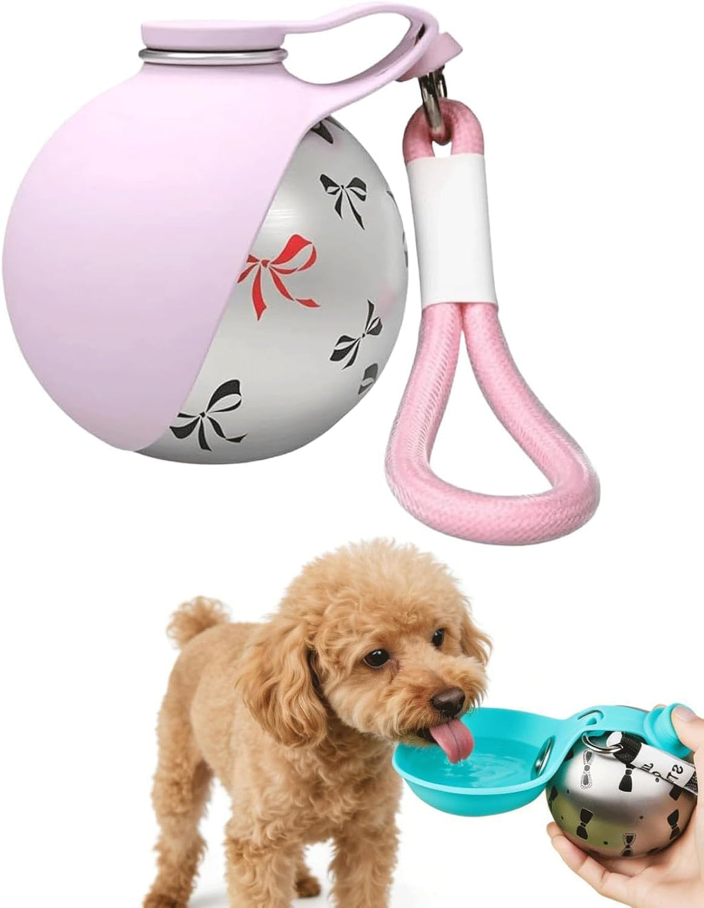 Portable Dog Water Ball, 2-in-1 Foldable Pet Water Bottle, Large-Capacity 304 Stainless Steel Cup with Foldable Silicone Bowl, Leak-Proof & Travel-Friendly, Suitable for Walks and Hiking (Blue1) - Image 9