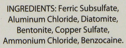 Gimborn styptic powder imported container displaying ingredients and usage instructions.