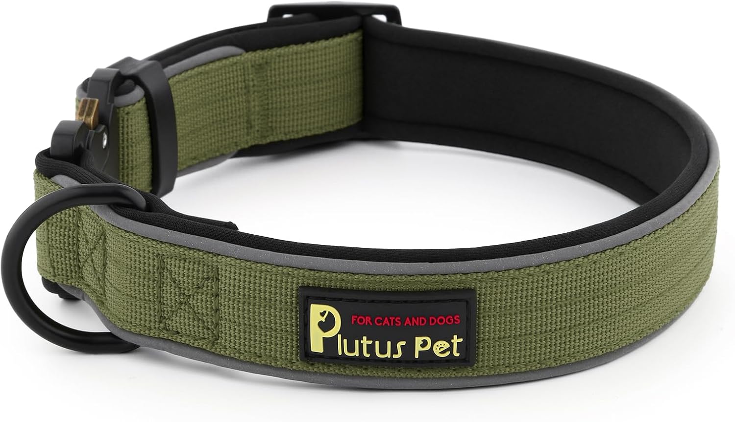 Plutus Pet Tactical Dog Collar, Reflective, Adjustable Heavy Duty Dog Collar, Soft Padded and Comfortable, for Small Medium and Large Dogs (Ranger Green, L) - Image 1
