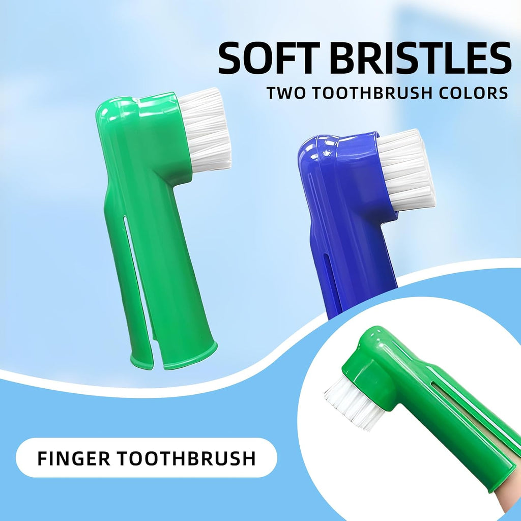 Soft nylon and silicone pet finger toothbrush bristles close up