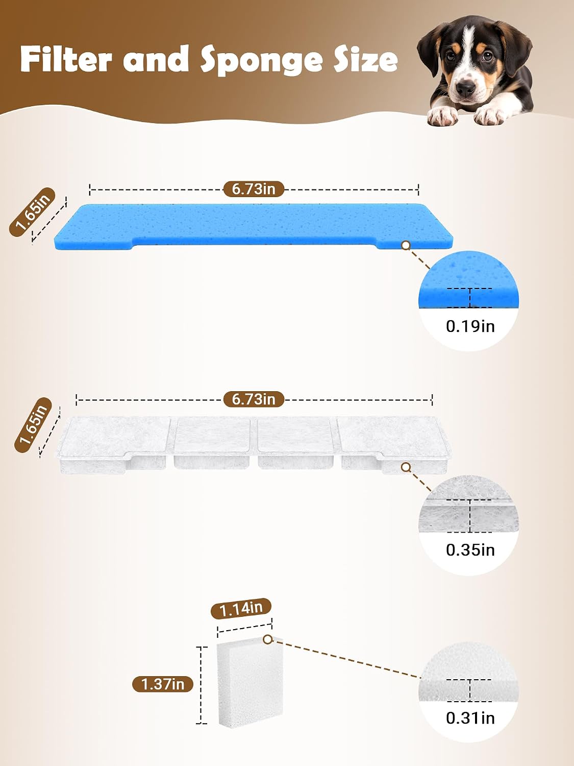 Components of Kastty large dog water fountain filtration system