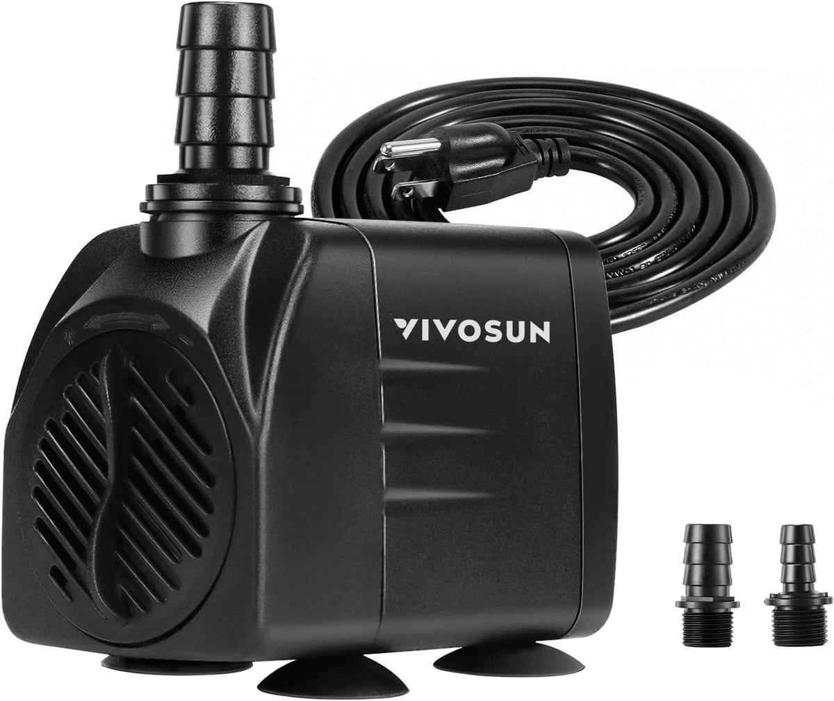 Vivosun 480GPH Submersible Water Pump front view with flow dial