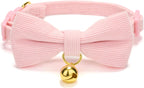 Breakaway Cat Collar with Bow Tie and Bell Adjustable Soft Corduroy Pink Kitten Collars for Girl Cats - Image 13