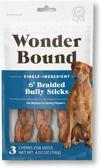 Amazon Brand - Wonder Bound Bully Sticks, All-Natural, Highly Digestible, Long Lasting Dog Beef Treats, 6 inch, (6 Count) - Image 11