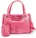 Dutis PU leather dog handbag pink front view