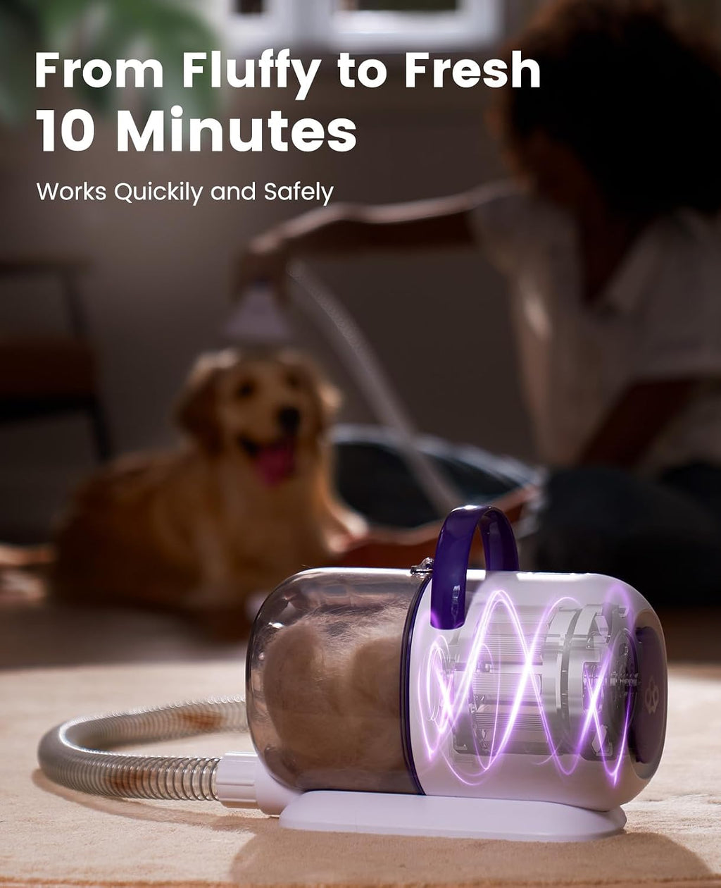 Oneisall low noise dog hair groomer showing the three adjustable speed control buttons