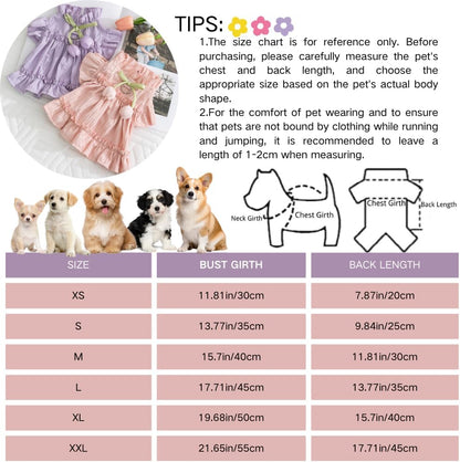 BIECWIAY pink puppy princess skirt with bow cute summer pet apparel