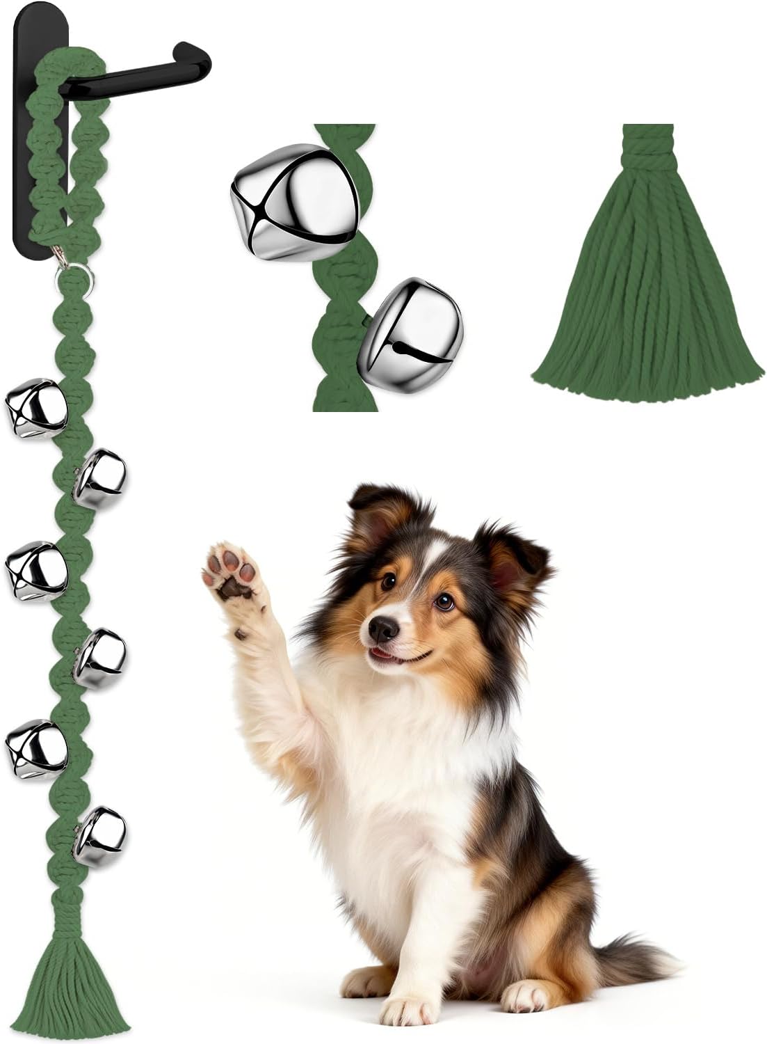 COOYOO Dog Bells to Go Outside, Premium Quality Potty Training Dog Door Bell, Yarn Handwoven Dog Bell, Adjustable Housetraining Hanging Bell-6 Extra Large Loud 1.5 DoorBells - Image 10