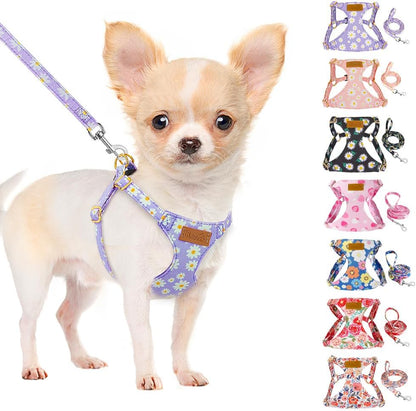SlowTon No Pull Dog Harness with Leash - Soft Lightweight Floral Pattern Puppy Harness, Adjustable Pet Harness for Small Medium Dogs (Pink Daisy XXS) - Image 9