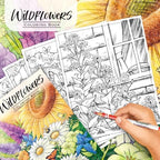 Crayola adult coloring book displayed next to colored pencils highlighting creative therapy.