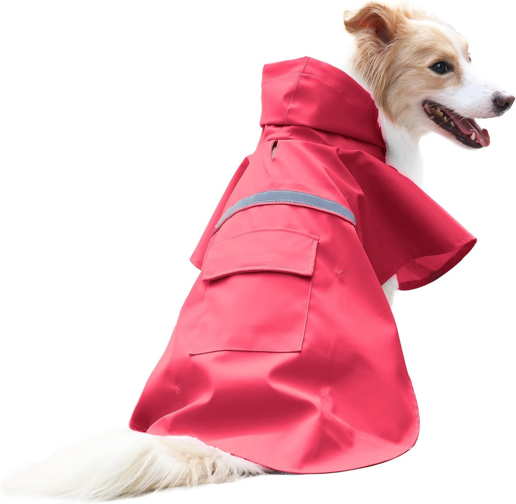 NACOCO Large Dog Raincoat Adjustable Pet Water Proof Clothes Lightweight Rain Jacket Poncho Hoodies with Strip Reflective (XL, Pink) - Image 13